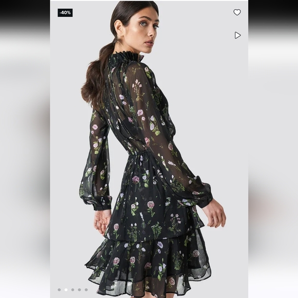 NA-KD sheer high neck floral dress size XS - Picture 3 of 9